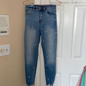 A&F Flower Embroidered Skinny Jeans